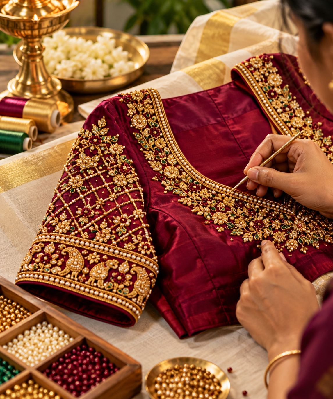 Kerala style Aari work blouse